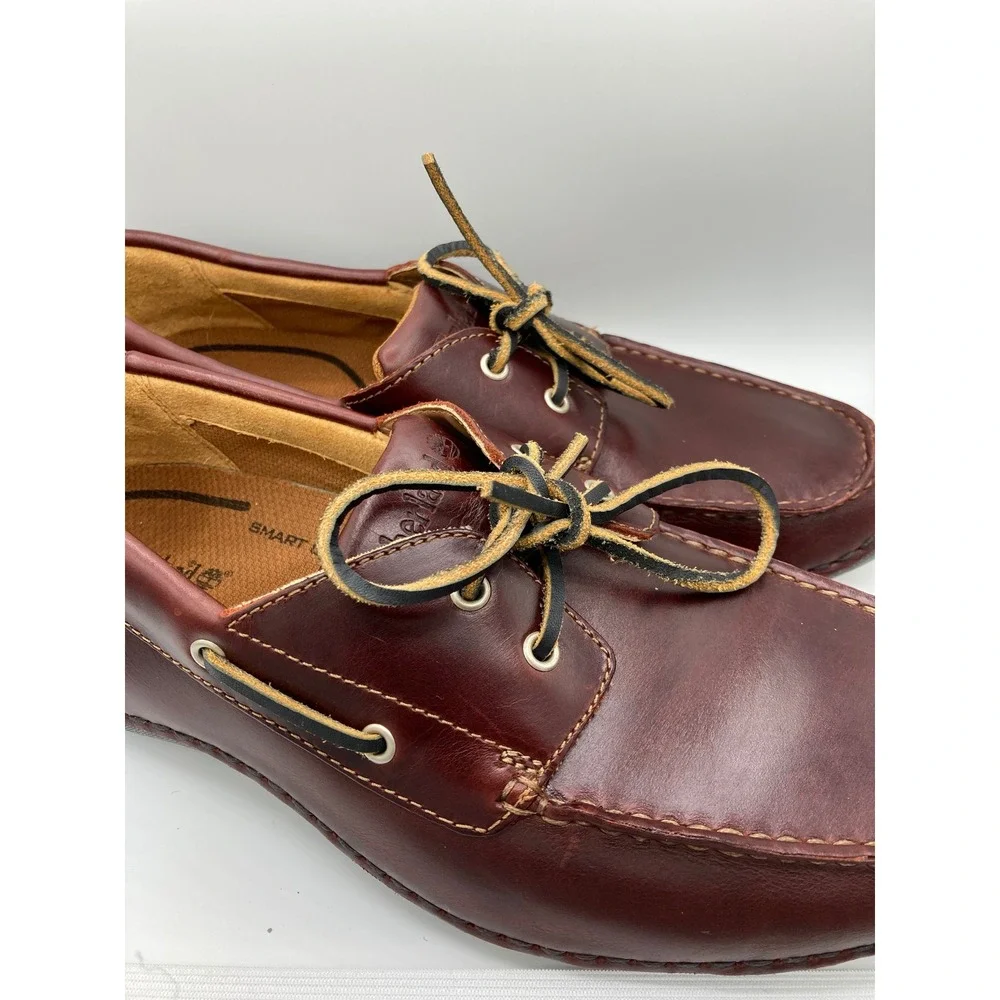 Timberland Mens Smart Comfort Burgundy Leather Boat Shoes Loafers